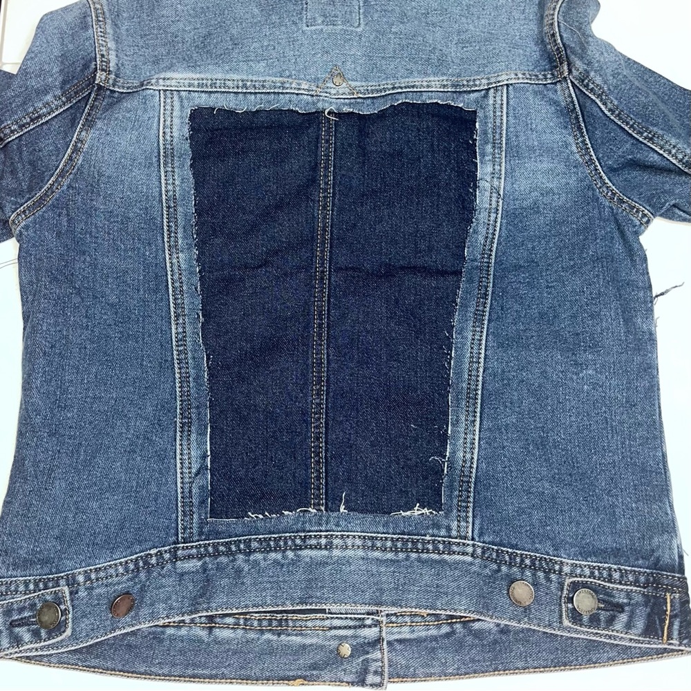 liver pool losangeles patch work frayed denim jacket size medium new with tags - Picture 7 of 15